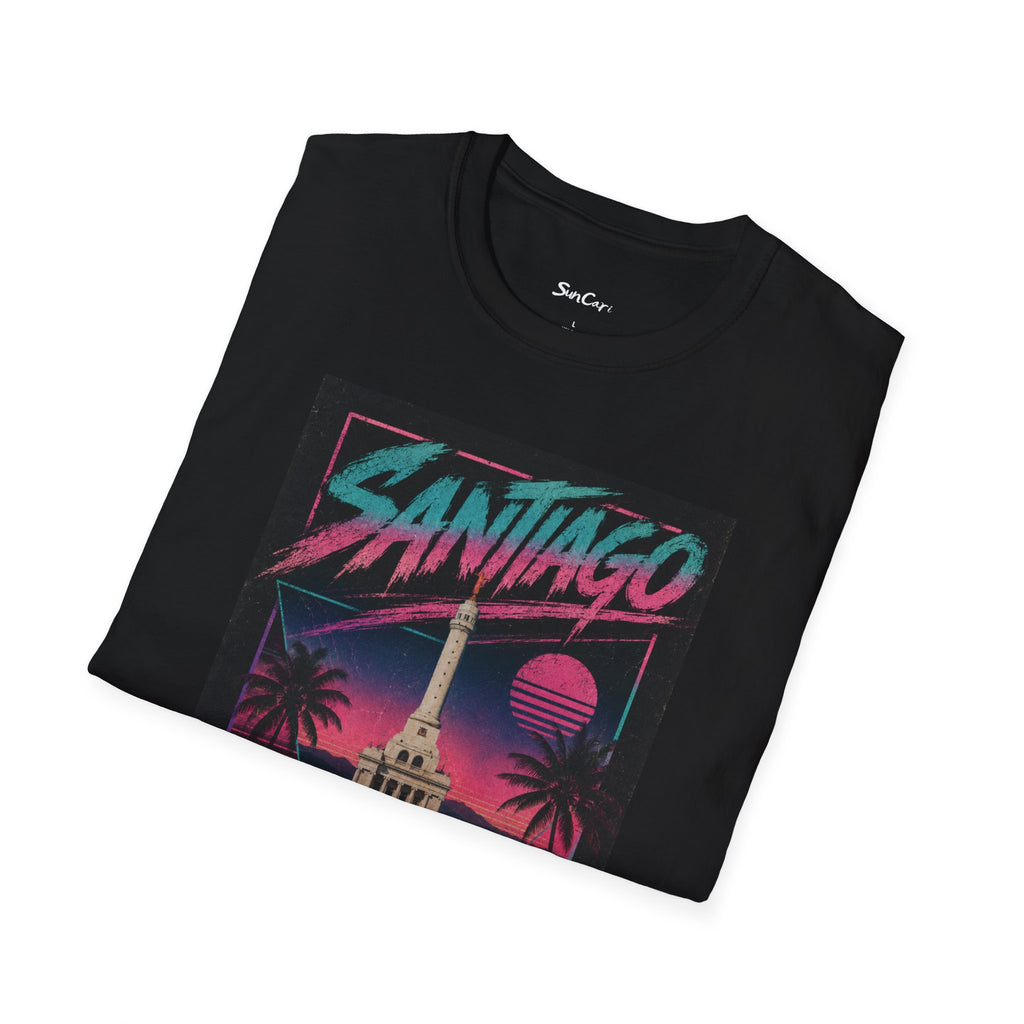 Santiago Retro Vaporwave T-Shirt — Neon Cityscape Tee
