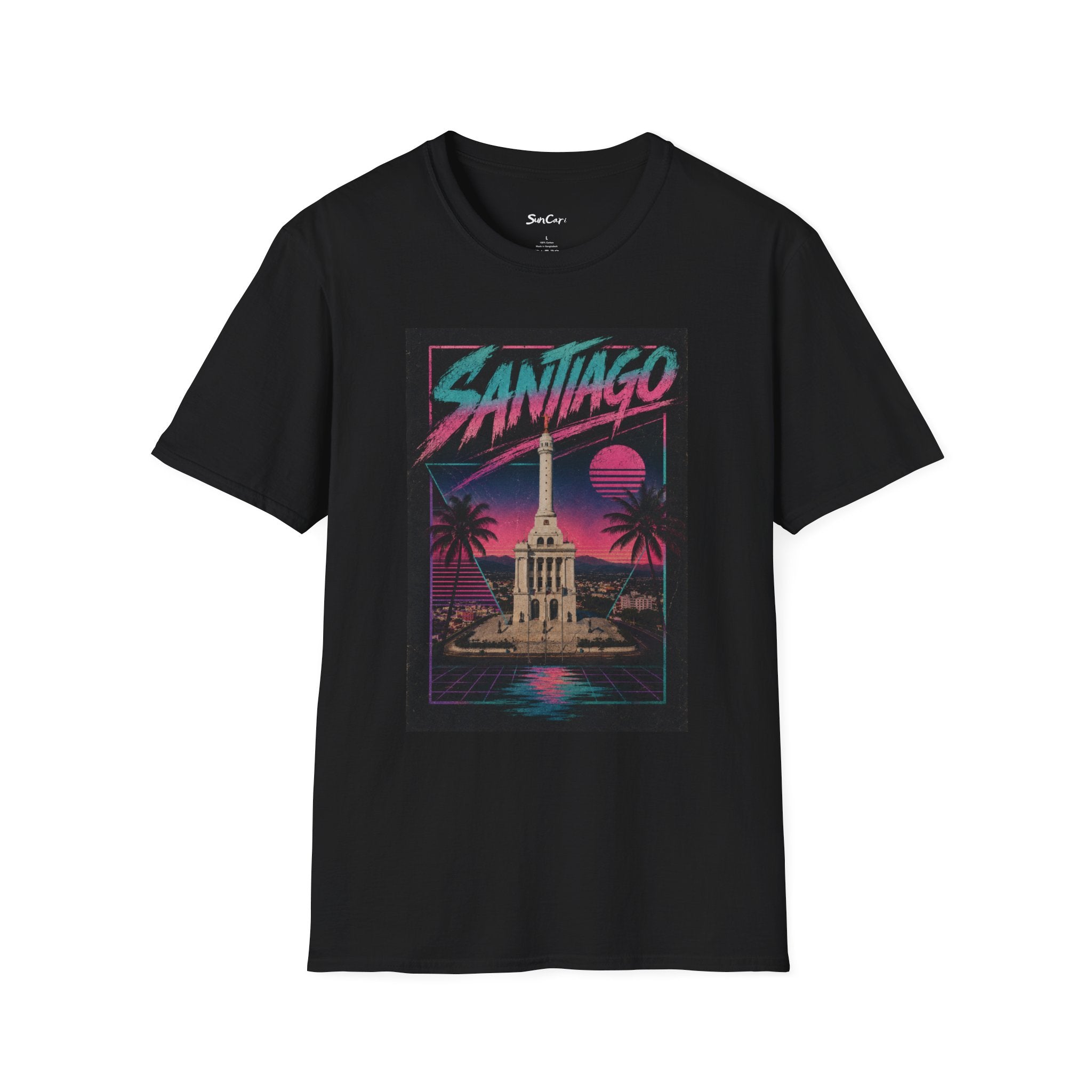 Santiago Retro Vaporwave T-Shirt — Neon Cityscape Tee