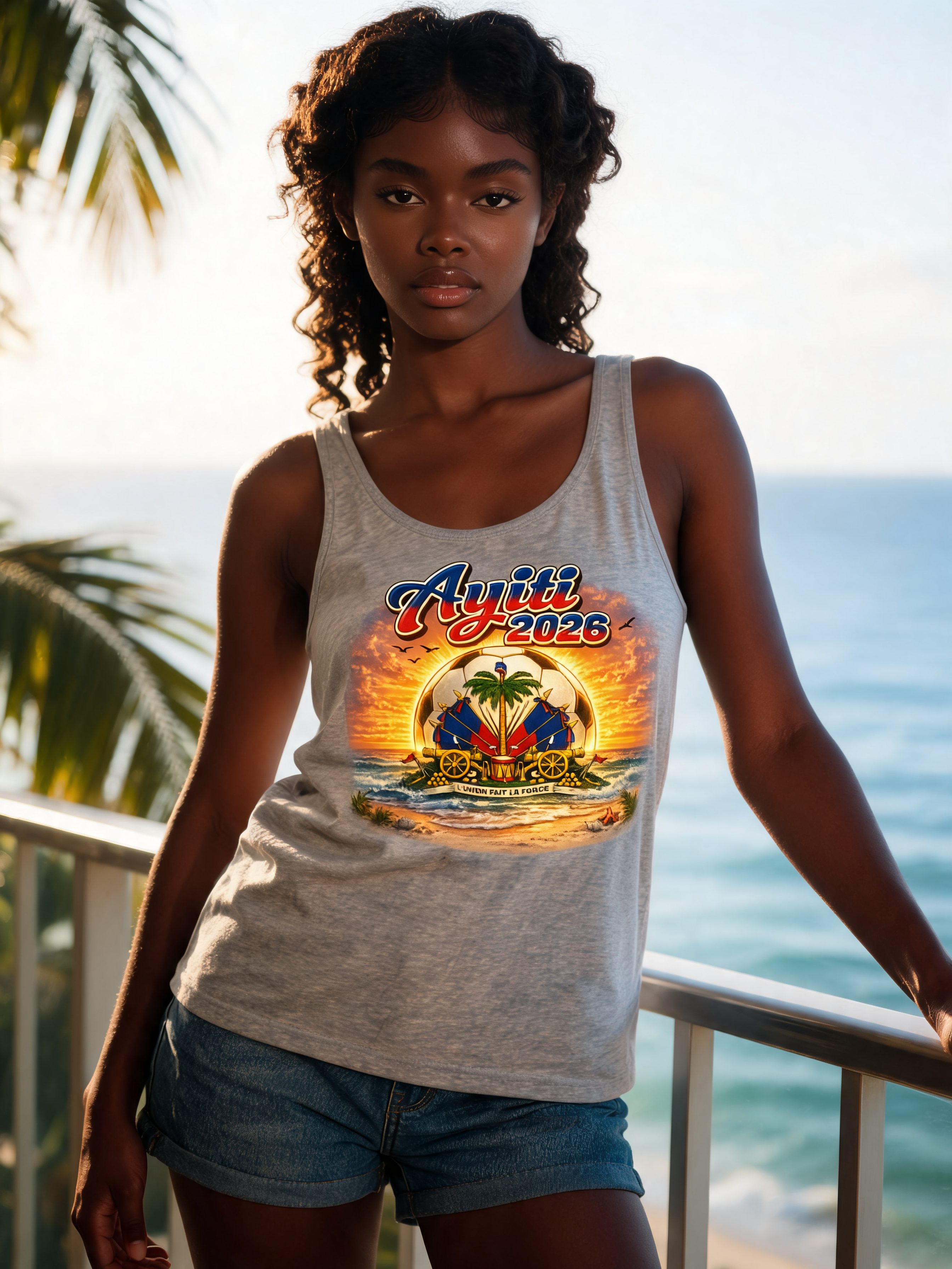 Ayiti soccer ball sunset Tank-top