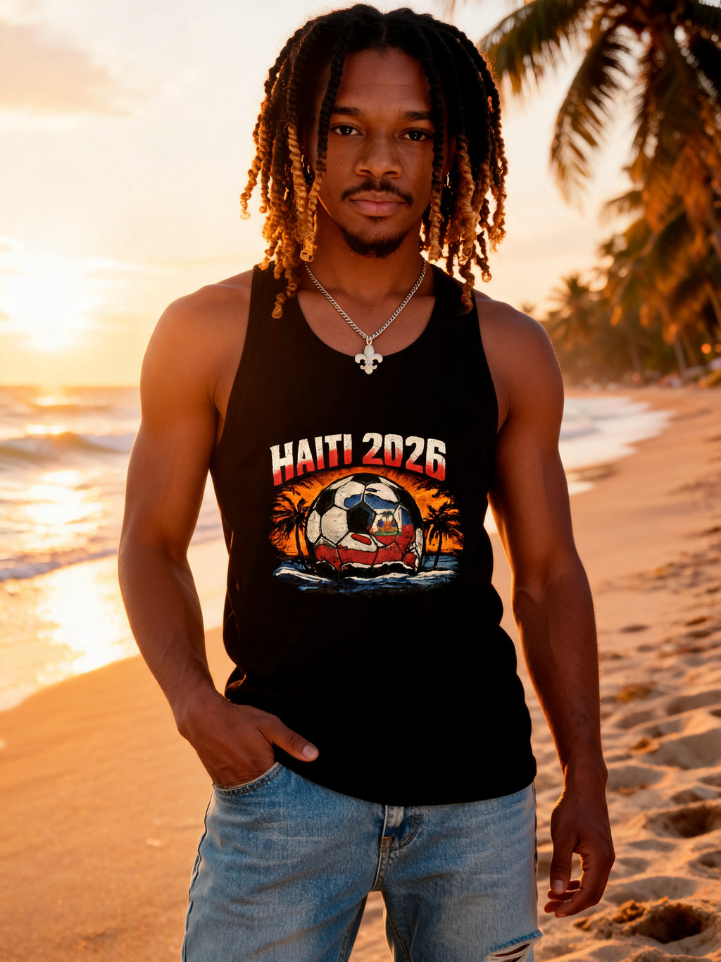 Haiti 2026 Soccer Sunset Tank Top